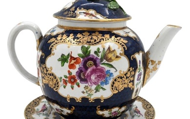 Worcester Pheasant Cobalt Porcelain Teapots