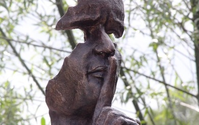 bronze statue homage to Salvador Dali - silent man,,. 40 cm high - bronze marble
