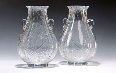 pair of large vases, Baccarat, around 1895, colorless...