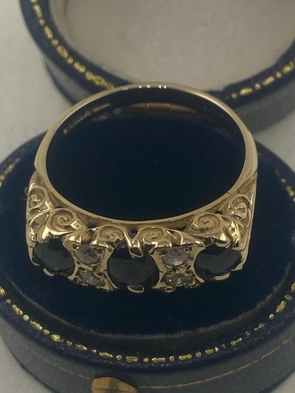 yellow gold - Ring Sapphire - Diamond
