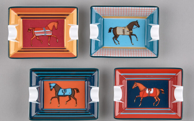 Set of 4 original Hermes ashtrays from the Rocabar a Cheval collection