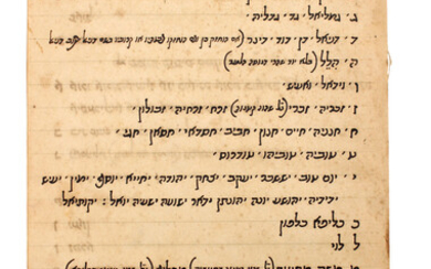 Manuscript with a list of names in gittin, copied from a manuscript of Rabbi Yaakov even Tzur. Morocco, approx. 1910