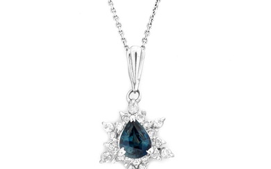 0.89 tcw Sapphire Pendant Platinum - Ring - 0.66 ct Sapphire - 0.23 ct Diamonds - No Reserve Price