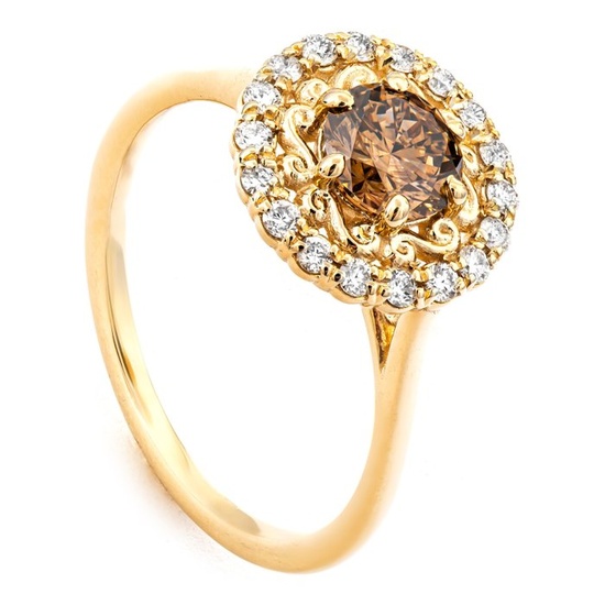 0.93 tcw VS1 Diamond Ring - 14 kt. Yellow gold - Ring - 0.72 ct Diamond - 0.21 ct Diamonds