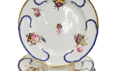 10 Royal Crown Derby Sevres Style Feuille de Choux Porcelain Plates, 1820