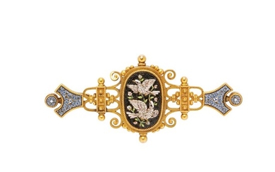 Antique Gold and Micromosaic Brooch