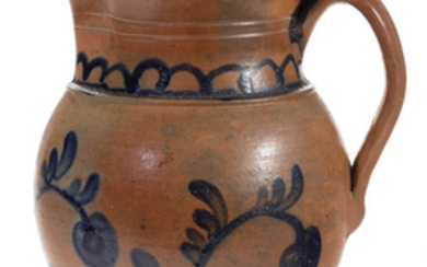 COFFMAN FAMILY, ROCKINGHAM CO., SHENANDOAH VALLEY OF VIRGINIA DECORATED STONEWARE PITCHER