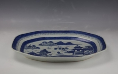A Chinese Blue and White Porcelain Scenery Big Plate