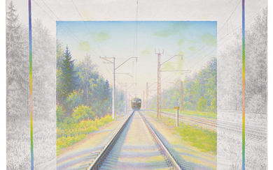 Sergei Shablavin (b. 1944), Summer landscape with train from the 'Railway' series