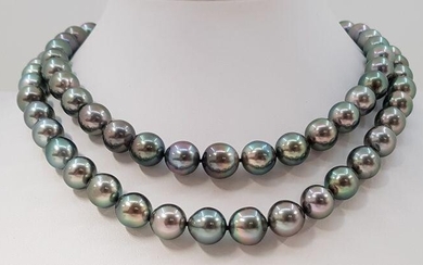 10x12mm Bright Peacock Green Tahitian Pearls - Double