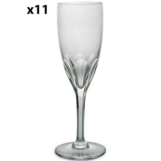 (11 Pc) Baccarat Crystal "Genova" Fluted Champagne