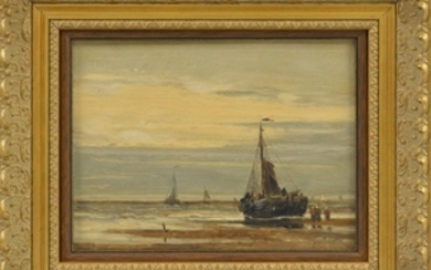 Jurrien Marinus Beek (Dutch, 1879-1965) Ships at Low Tide