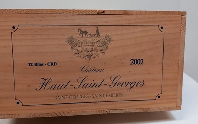 12 bouteilles de Château Haut Saint Georges 2002 caisse bois d'origine Saint Georges Saint Emilion...