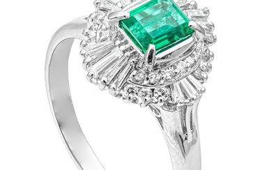1.25 tcw Emerald Ring Platinum - Ring Emerald - 0.59 ct Diamonds - No Reserve Price
