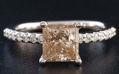 1.38ct Natural Fancy Intense Orangy Brown - 14 kt. White gold - Ring - Diamonds, ***No Reserve Price***