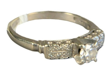14 Karat White Gold Engagement Ring, set with diamonds