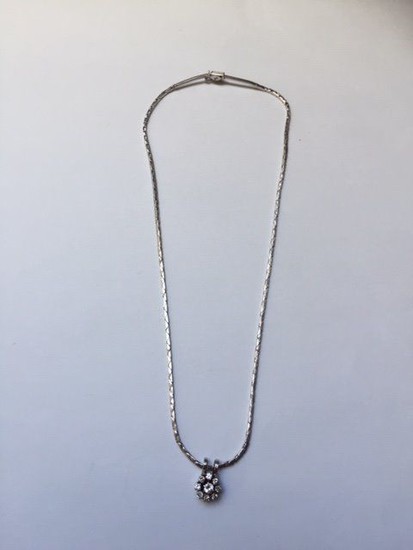 14 kt. White gold - Necklace with pendant - 0.20 ct Diamond - Diamond
