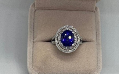 14 kt. White gold - Ring - 6.25 ct Deffused Sapphire