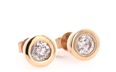 14 kt. Yellow gold - Earrings - 1.00 ct Diamond - EGL CERTIFIED