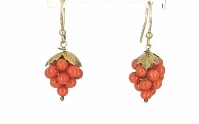 14 kt. Yellow gold - Earrings Coral