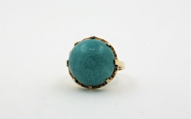 14 kt. Yellow gold - Ring - 7.00 ct Blue Howlite