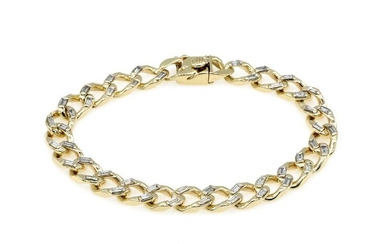 14K Yellow Gold Curb Link Bracelet with Diamonds