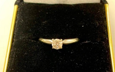 14KT White Gold Ladies Hand Assembled Custom Made Diamond Solitaire Engagement Ring