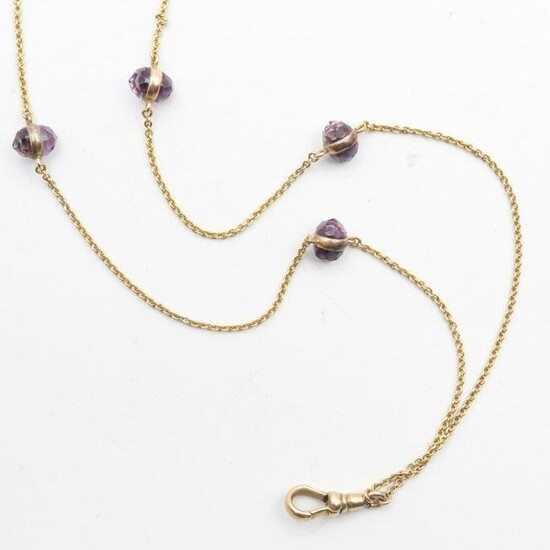 14KY Gold Amethyst Watch Chain