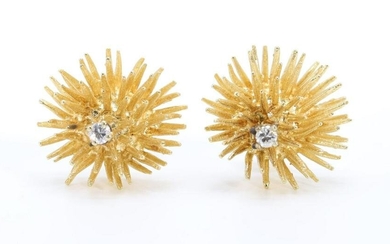 14KY Gold Diamond Thistle Earrings
