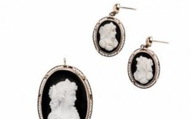 14kt Gold and Hardstone Cameo Suite