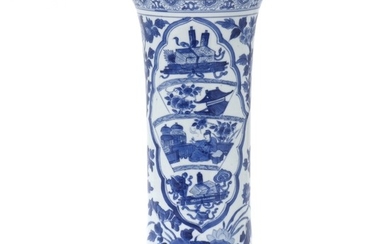 A Chinese porcelain beaker vase decorated in underglaze blue. 19th century. H. 27 cm.