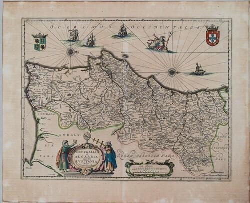 1645 Jansson Map of Portugal and Parts of Spain