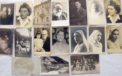 17 orig. antique photos of a Jewish family from Panevezys, Lithuania, including photo of a rabbi