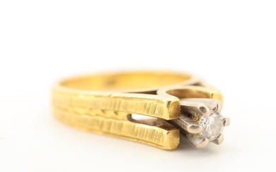 18 kt. Gold - Ring - 0.14 ct Diamond