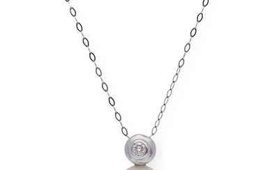 18 kt. South sea pearl, White gold - Necklace with pendant - 0.20 ct Diamond