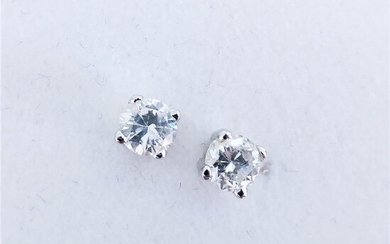 18 kt. White gold - Earrings - 0.42 ct Diamond