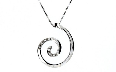 18 kt. White gold - Necklace with pendant - 0.07 ct Diamond