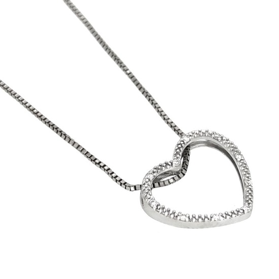 18 kt. White gold - Necklace with pendant - 0.10 ct Diamonds