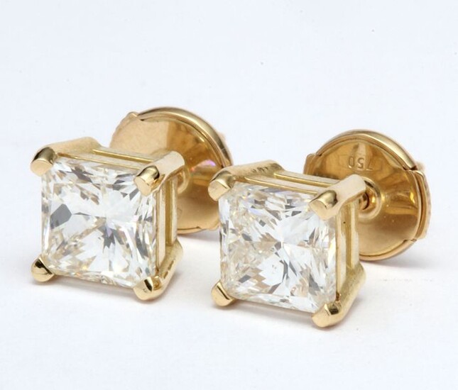 18 kt. Yellow gold - Earrings - 2.03 ct Diamond