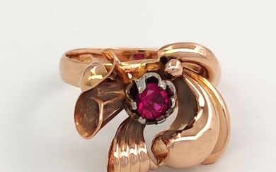 18 kt. Yellow gold - Ring - Red Rock