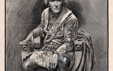 1800s Antique Print "Henry Irving as Hamlet" FRAMED