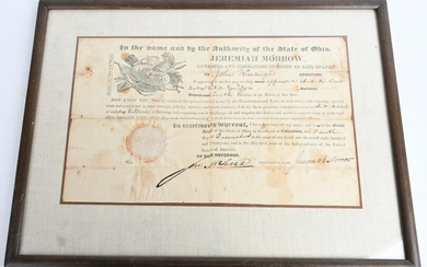 1826 OHIO MILITIA COMMISSION TO AIDE DE CAMP