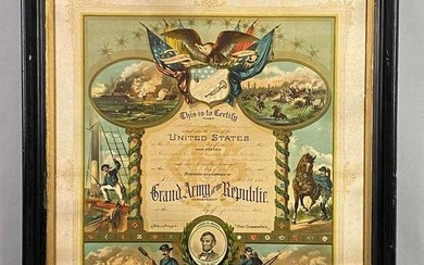 1861 Illinois Grand Army of the Republic Membership Certificate