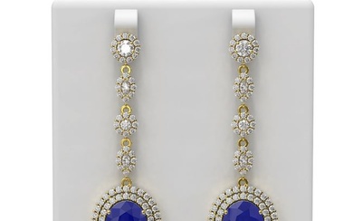 18.83 ctw Sapphire & Diamond Earrings 18K Yellow Gold