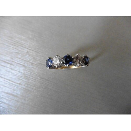 18ct sapphire diamond five stone ring,1ct in two diamonds,1....