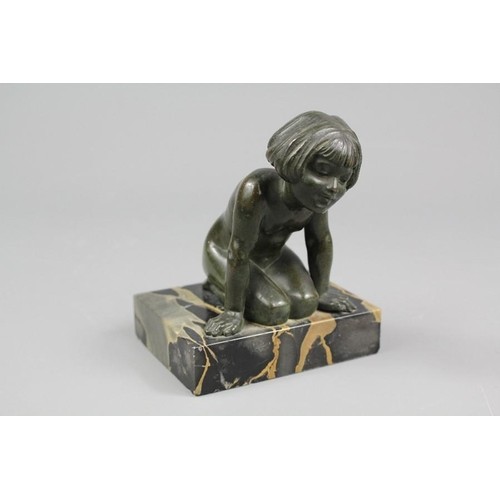 1930's bronze study of a small girl kneeling, approx 10 cms ...