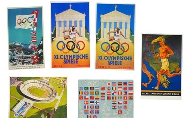 1936 BERLIN OLYMPIC GAMES COLOR POSTCARDS WITH STAMPS