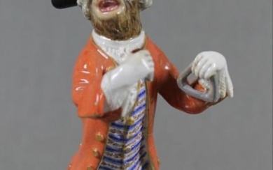 19Th C. Meissen Monkey Band Figure Of Triangle Player