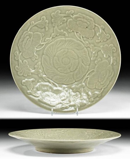 19th C. Chinese Celadon Glazed Plate - Art Loss Cleared