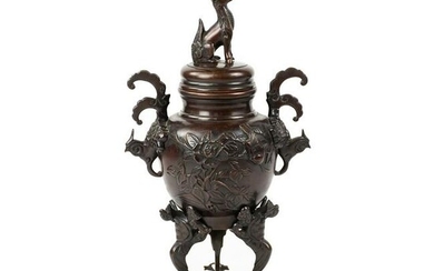 19th C Meiji Japanese Bronze Censer Burner